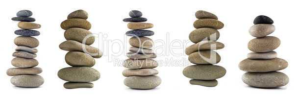 Collection of Balanced stone stacks or towers