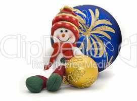 Christmas toy with two colorful New Year Balls