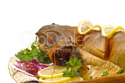 Dinner - fresh-water catfish (sheatfish) with lemon