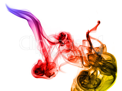Gradient colored fume on the white background