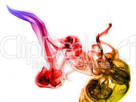 Gradient colored fume on the white background