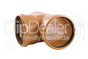 Plastic T-branch sewer tube isolated over white