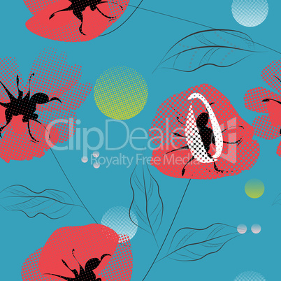 floral seamless pattern with poppy