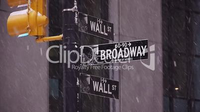 Snowfall in New York Wall str.