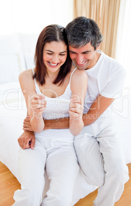 Happy couple finding out results of a pregnancy test