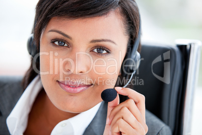 Portrait of a radiant customer service agent at work