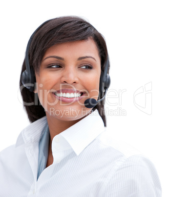 Portrait of an ethnic businesswoman with headset