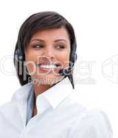 Portrait of an ethnic businesswoman with headset