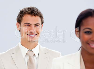 Portrait of two smiling business people