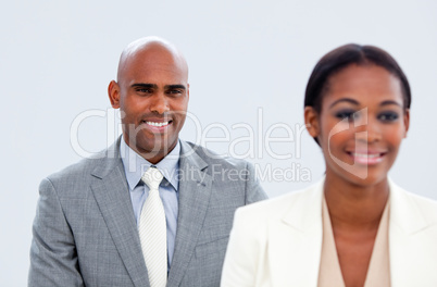 Portrait of two ethnic business people
