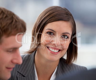 Portrait of a jolly businesswoman and her colleague