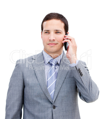 Portrait of an assertive businessman on phone