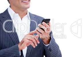 Close-up of a  businessman looking at his phone