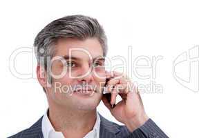 Portrait of a mature businessman on phone