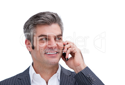 Portrait of a charming businessman on phone