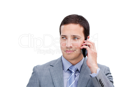 Portrait of n elegant businessman on phone