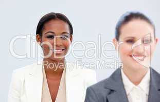 Portrait of two radiant businesswomen