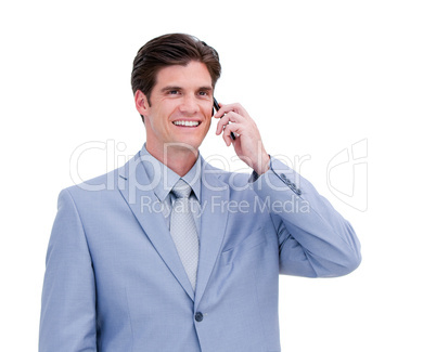 Portrait of a young businessman on phone