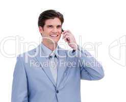 Portrait of a young businessman on phone