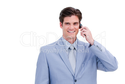 Portrait of a successful businessman on phone