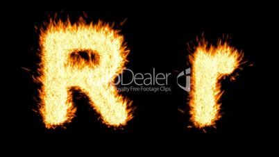 Loopable burning R character, capital and small