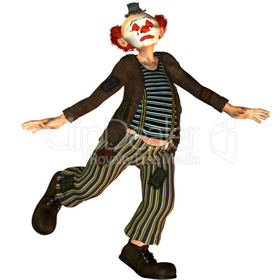 Tanzender Clown mit geschlossenen Augen