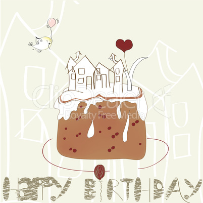 Decorative card with cake