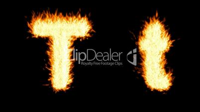 Loopable burning T character, capital and small