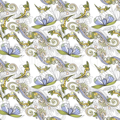 Seamless wallpaper with violet flowers