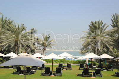 Beach at luxurious hotel, Dubai, UAE