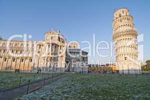 Light snow in Piazza dei Miracoli, Pisa, Italy