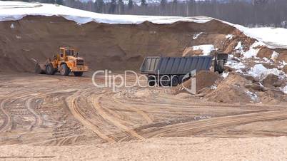 tractor on winter sandpit time lapse