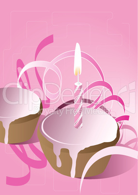 Muffin mit Kerze - Pink Muffin with Candle