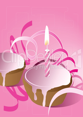Muffin mit Kerze - Pink Muffin with candle