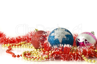 Christmas greeting card - red, blue and pink