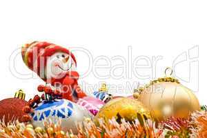Funny Christmas snowman and decoration balls