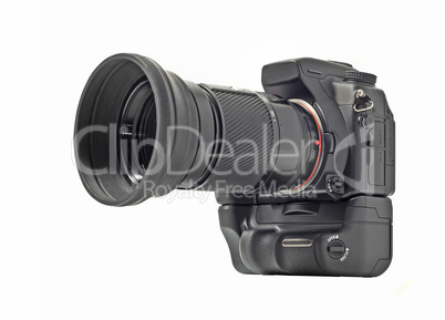 Professional camera with telephoto lens