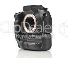 Professional DSLR camera body without lenses isolated