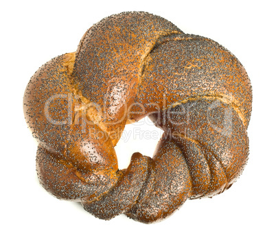 Tasty bagel with poppy seeds isolated