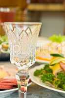 Banquet in the restaurant - crystal wineglass