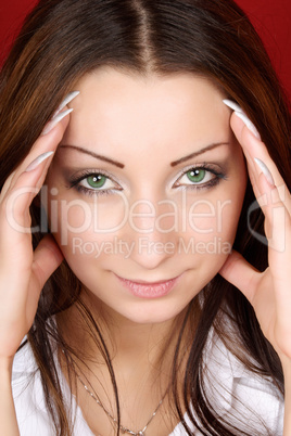 Young woman with green eyes