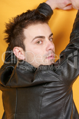 Young man with leather jacket