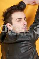 Young man with leather jacket