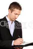 Young businessman taking notes