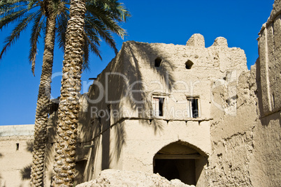 Lehmhaus in Bahla, Oman, Mudbrick building in Bahla, Oman