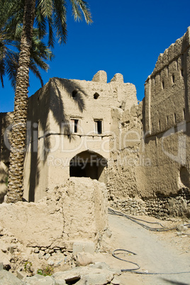 Lehmhaus in Bahla, Oman, Mudbrick building in Bahla, Oman