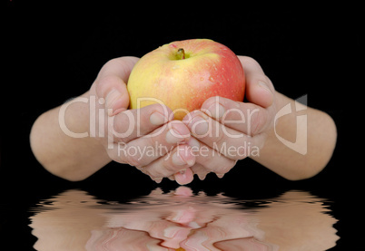 Hands wizh apple