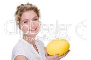 Woman with melon