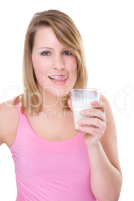 Woman with glass of milk