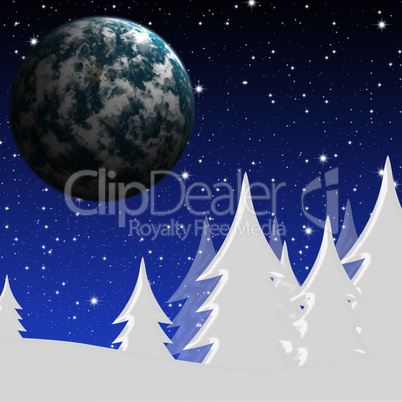 Winter night and planet